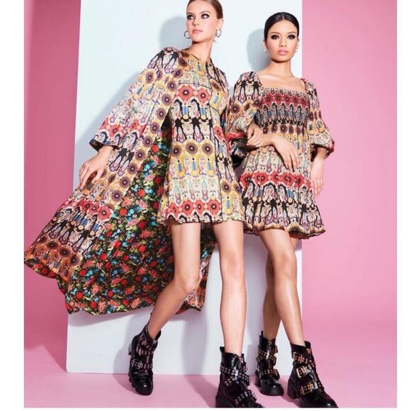 Alice + Olivia Julissa Empire Waist Mini Dress Now And Forever Tangerine Size 6 - Picture 7 of 16